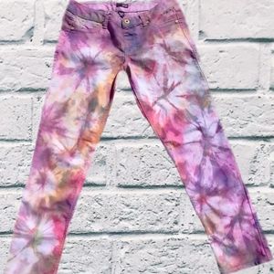 Upcycled tie dye lightweight jeans